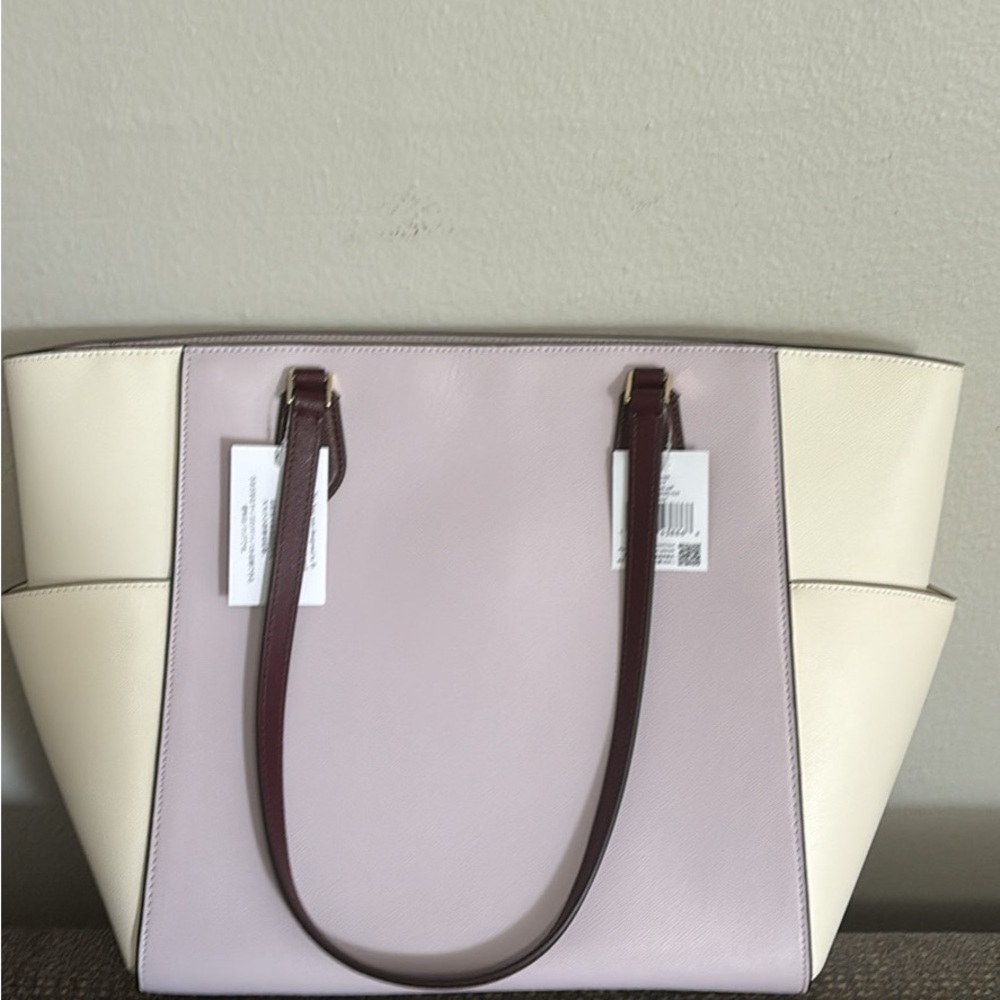 Chic Cream and Purple Tote Bag